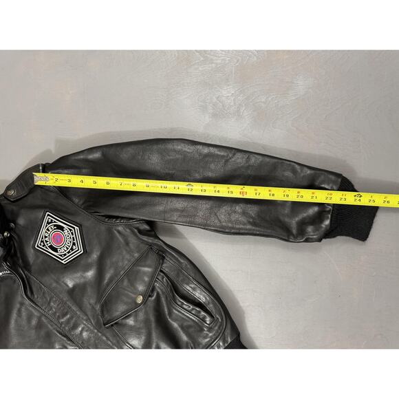 Vintage Harley Davidson Schott Jacket Mens 38 Black Leather Bomber 2000s A-2 - Picture 16 of 16